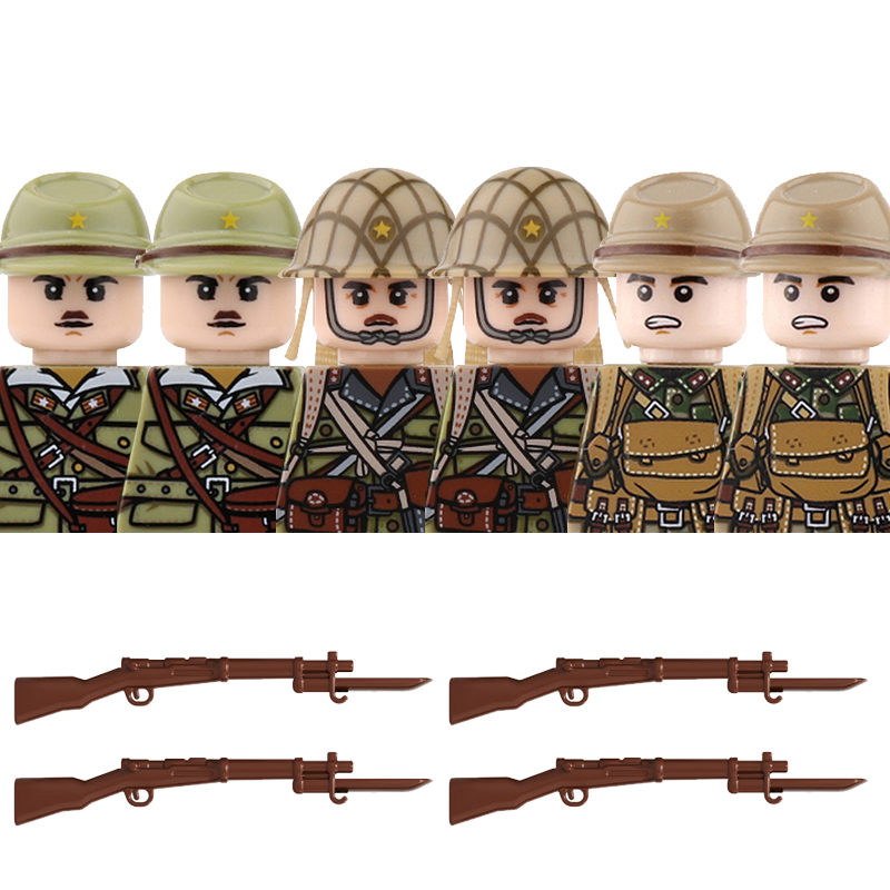Lego Minifigure Holder - ตัวต่อทหารญี่ปุ่นในสงครามโลกครั้งที่ 2 ของเล่นตัวต่อทหารราบ ทหารอังกฤษ เยอรมัน สหภาพโซเวียต
